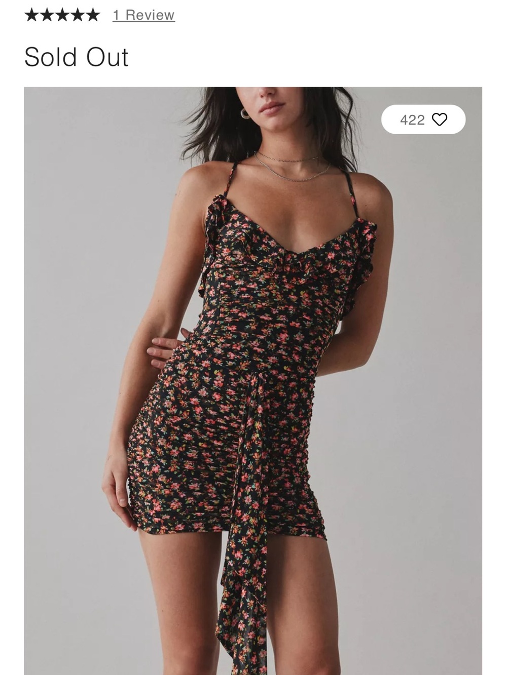 AFRM Black Mini Dress with Pink Floral Print - Picture 2 of 6